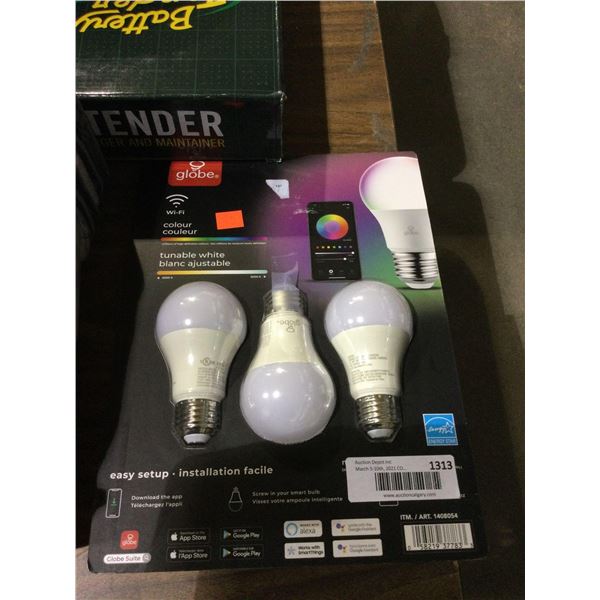 Globe Wi-Fi A19 Color Changing Tunable LED Bulbs in White 3-Pack
