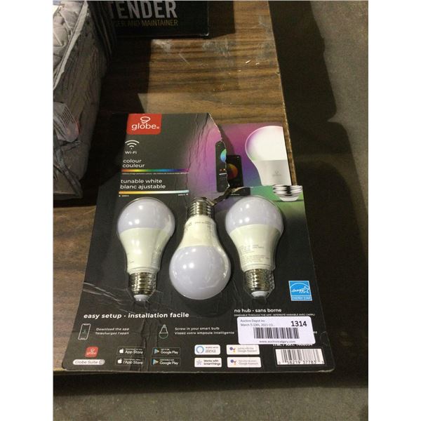 Globe Wi-Fi A19 Color Changing Tunable LED Bulbs in White 3-Pack