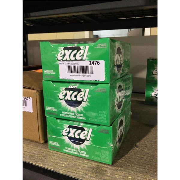Excel Spearmint Gum (12 pk x 12pc) Lot of 3