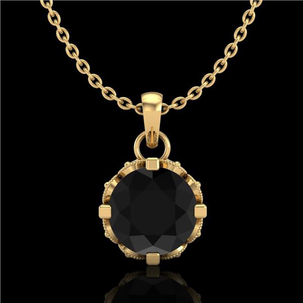 0.85 ctw Fancy Black Diamond Art Deco Stud Necklace 18k Yellow Gold - REF-81H8R