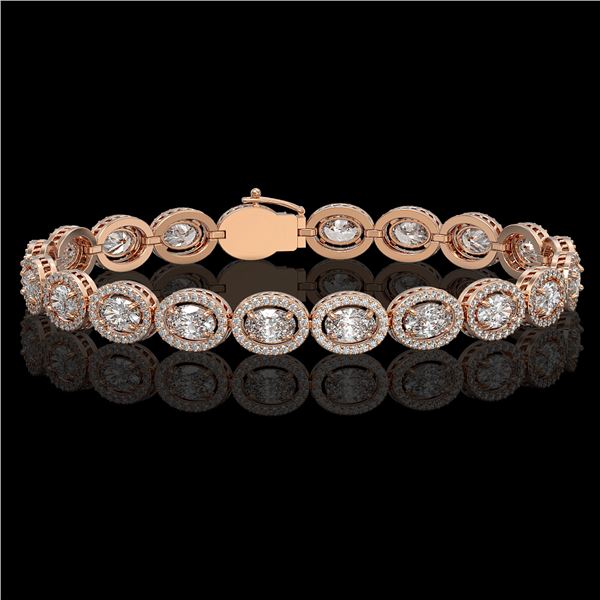 13.25 ctw Oval Cut Diamond Micro Pave Bracelet 18K Rose Gold - REF-1808R5K