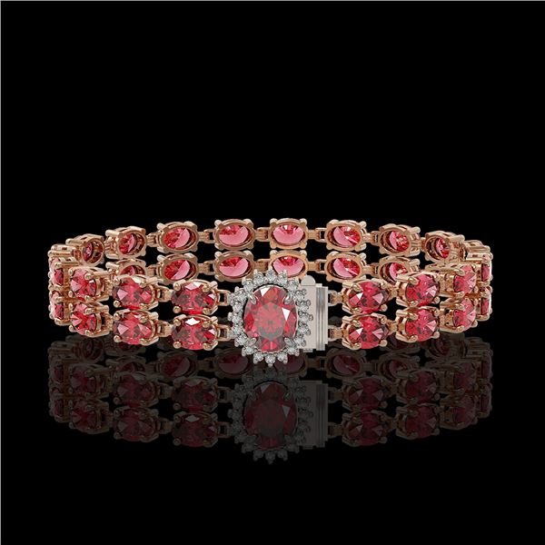 26.92 ctw Tourmaline & Diamond Bracelet 14K Rose Gold - REF-336Y4X