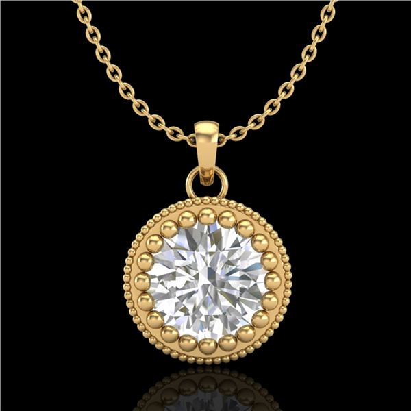 1 ctw VS/SI Diamond Solitaire Art Deco Necklace 18k Yellow Gold - REF-292G5W