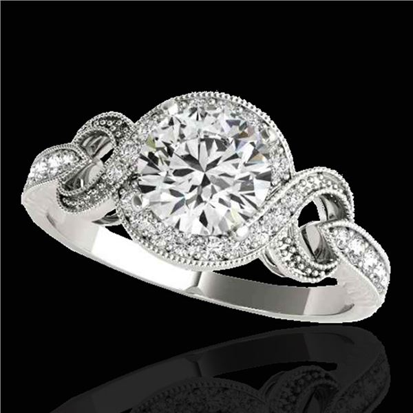 1.33 ctw Certified Diamond Solitaire Halo Ring 10k White Gold - REF-190N9F