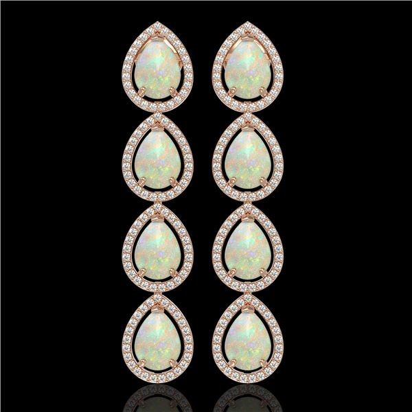 9.12 ctw Opal & Diamond Micro Pave Halo Earrings 10k Rose Gold - REF-174H5R