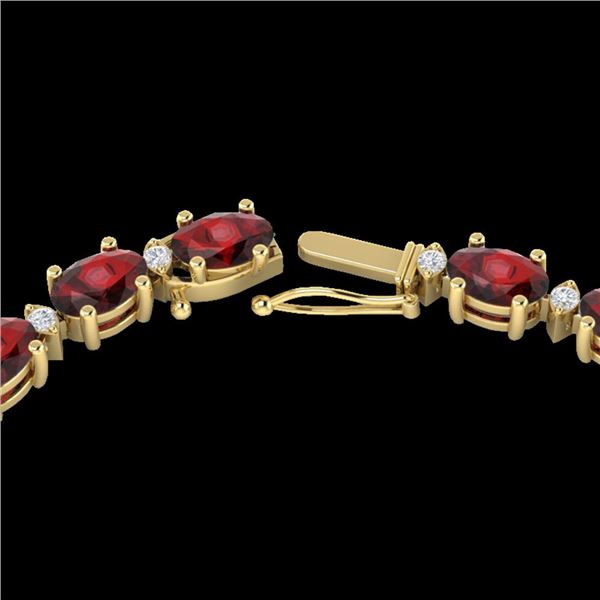 33 ctw Garnet & VS/SI Diamond Certified Eternity Necklace 10k Yellow Gold - REF-149R3K