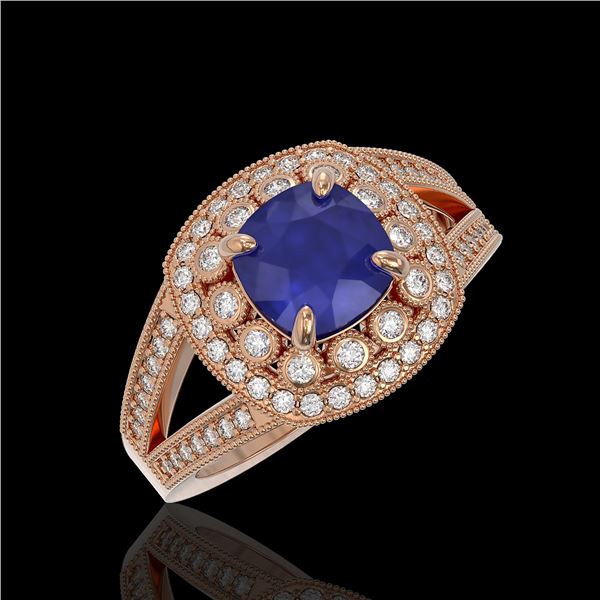 2.69 ctw Certified Sapphire & Diamond Victorian Ring 14K Rose Gold - REF-99X3A