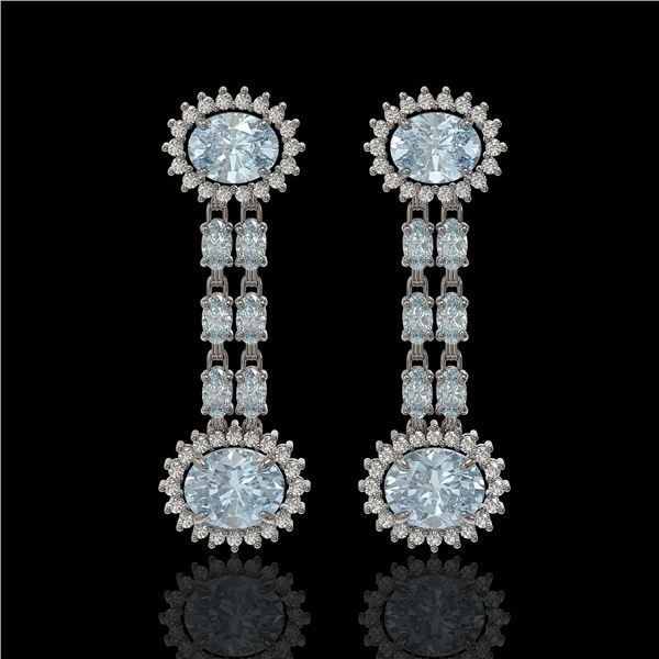 9.85 ctw Sky Topaz & Diamond Earrings 14K White Gold - REF-143R5K