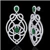 Image 2 : 7 ctw Emerald & Micro VS/SI Diamond Heart Earrings 14k White Gold - REF-381Y8X