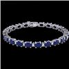 Image 2 : 15 ctw Sapphire & VS/SI Diamond Eternity Bracelet 10k White Gold - REF-122Y8X