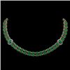 Image 1 : 43.13 ctw Emerald & Diamond Necklace 14K Rose Gold - REF-527R3K