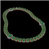 Image 2 : 43.13 ctw Emerald & Diamond Necklace 14K Rose Gold - REF-527R3K