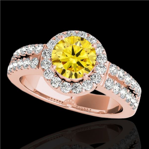 1.5 ctw Certified SI/I Fancy Intense Yellow Diamond Ring 10k Rose Gold - REF-218M2G