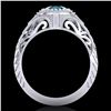 Image 3 : 1.07 ctw Fancy Intense Blue Diamond Art Deco Ring 18k White Gold - REF-200X2A