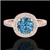 Image 2 : 1.55 ctw Fancy Intense Blue Diamond Art Deco Ring 18k Rose Gold - REF-178W2H