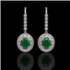 Image 1 : 9.25 ctw Certified Emerald & Diamond Victorian Earrings 14K White Gold - REF-256M2G