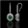 Image 2 : 9.25 ctw Certified Emerald & Diamond Victorian Earrings 14K White Gold - REF-256M2G