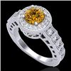 Image 1 : 1.53 ctw Intense Fancy Yellow Diamond Art Deco Ring 18k White Gold - REF-327K3Y
