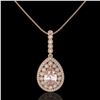 Image 2 : 4.17 ctw Morganite & Diamond Victorian Necklace 14K Rose Gold - REF-186X9A