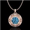 Image 1 : 1.11 ctw Fancy Intense Blue Diamond Art Deco Necklace 18k Rose Gold - REF-161M8G