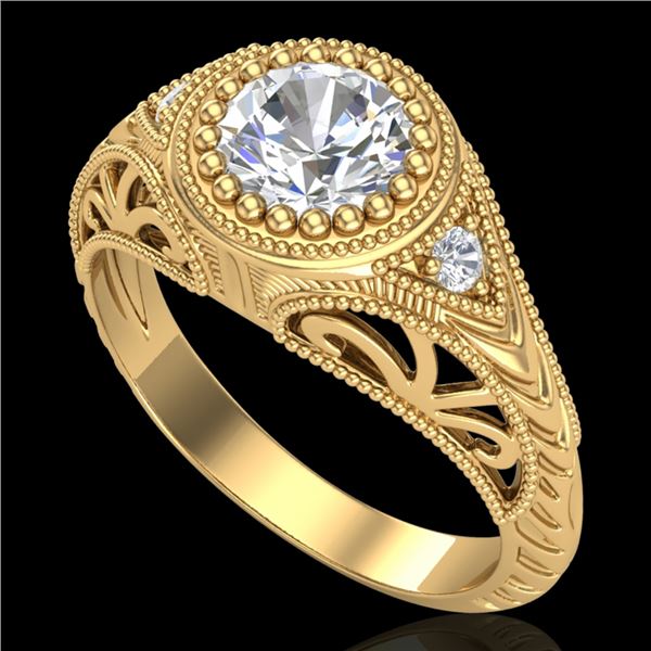 1.07 ctw VS/SI Diamond Art Deco Ring 18k Yellow Gold - REF-321G2W