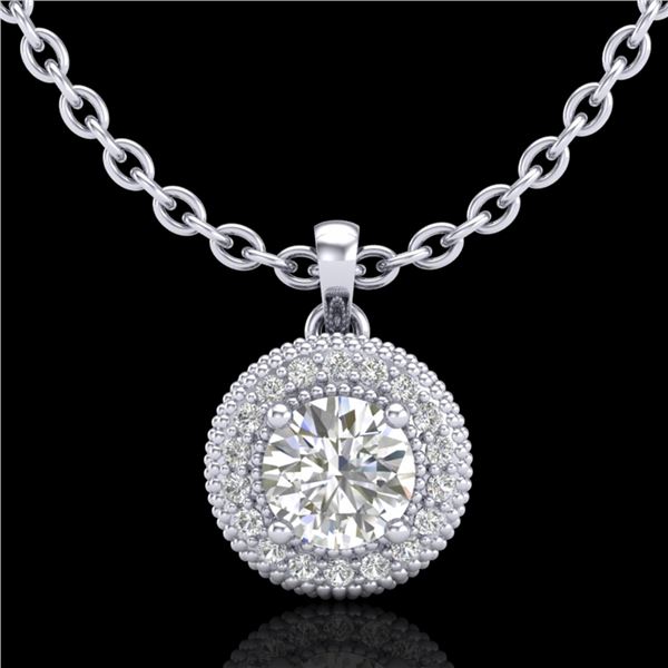 1 ctw VS/SI Diamond Solitaire Art Deco Stud Necklace 18k White Gold - REF-180R2K