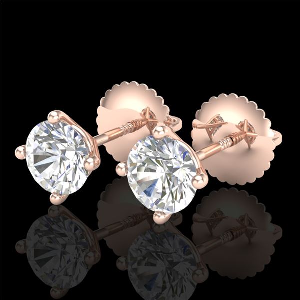 1.01 ctw VS/SI Diamond Solitaire Art Deco Stud Earrings 18k Rose Gold - REF-121N5F