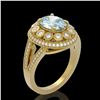 Image 2 : 3.85 ctw Certified Aquamarine & Diamond Victorian Ring 14K Yellow Gold - REF-165W3H