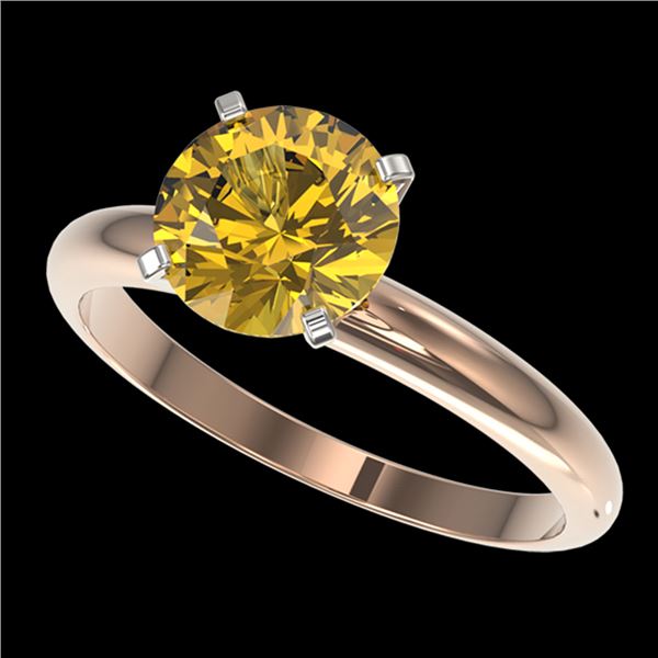 2 ctw Certified Intense Yellow Diamond Engagment Ring 10k Rose Gold - REF-355M9G