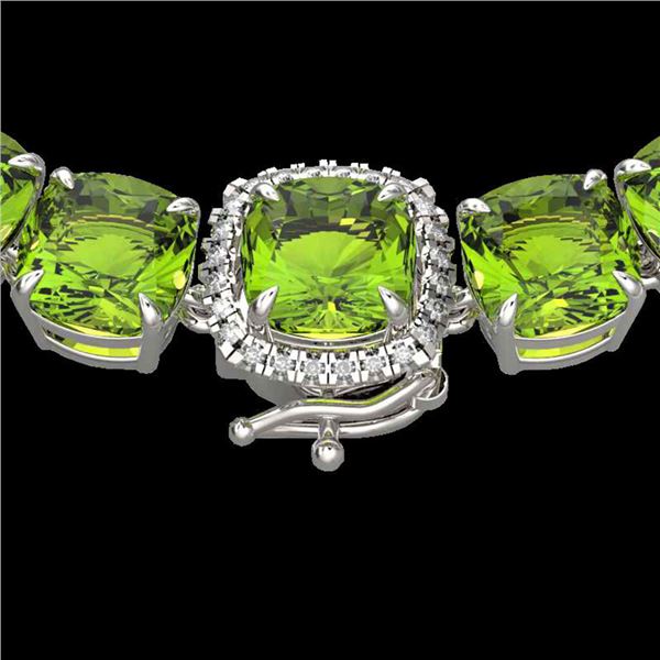 100 ctw Peridot & Diamond Micro Pave Necklace 14k White Gold - REF-528X9A