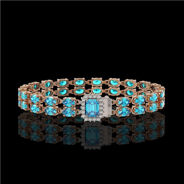 17.24 ctw Swiss Topaz & Diamond Bracelet 14K Rose Gold - REF-236N4F