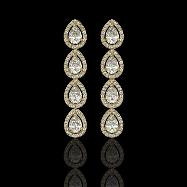 5.22 ctw Pear Cut Diamond Micro Pave Earrings 18K Yellow Gold - REF-727W2H