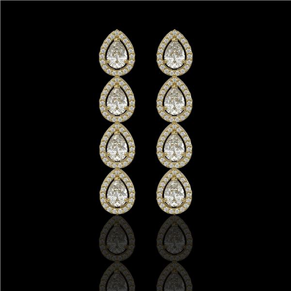 5.22 ctw Pear Cut Diamond Micro Pave Earrings 18K Yellow Gold - REF-727W2H