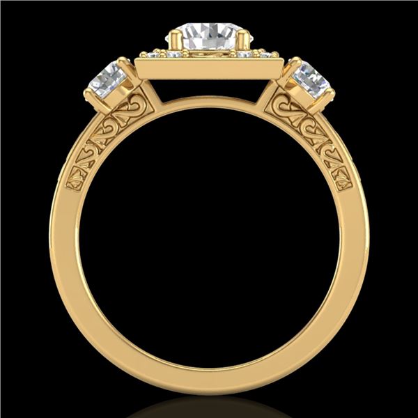 1.55 ctw VS/SI Diamond Solitaire Art Deco 3 Stone Ring 18k Yellow Gold - REF-263Y6X