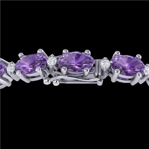 19.7 ctw Amethyst & VS/SI Diamond Eternity Bracelet 10k White Gold - REF-104A2N