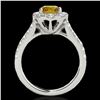 Image 2 : 2 ctw Certified SI/I Fancy Intense Yellow Diamond Halo Ring 10k White Gold - REF-229R3K