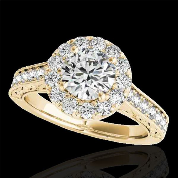 2.22 ctw Certified Diamond Solitaire Halo Ring 10k Yellow Gold - REF-368H2R