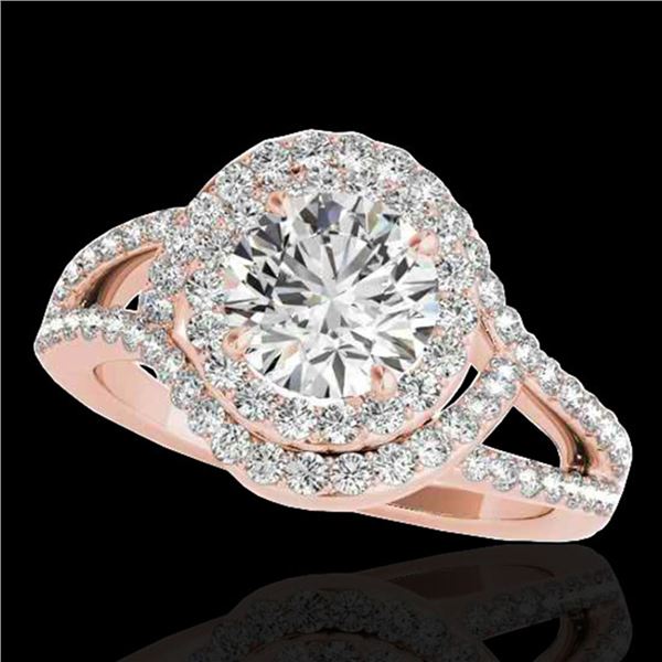 2.15 ctw Certified Diamond Solitaire Halo Ring 10k Rose Gold - REF-257K8Y