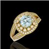 Image 1 : 2.39 ctw Certified Aquamarine & Diamond Victorian Ring 14K Yellow Gold - REF-106M5G
