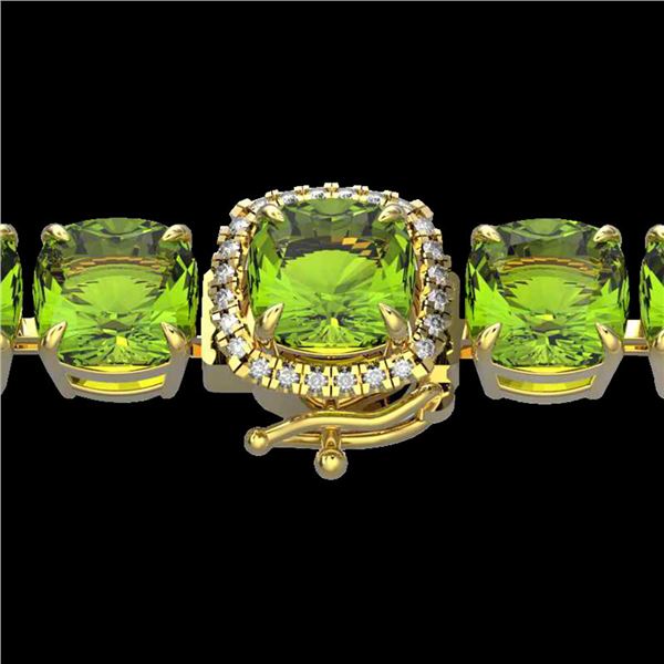 40 ctw Peridot & Micro Pave Diamond Bracelet 14k Yellow Gold - REF-259H8R