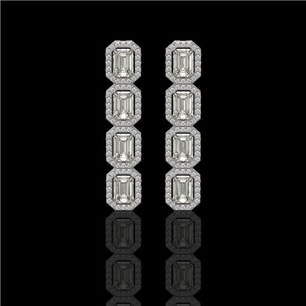 5.33 ctw Emerald Cut Diamond Micro Pave Earrings 18K White Gold - REF-804K5Y