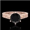 Image 2 : 1 ctw Fancy Black Diamond Engagment Art Deco Ring 18k Rose Gold - REF-105F5M