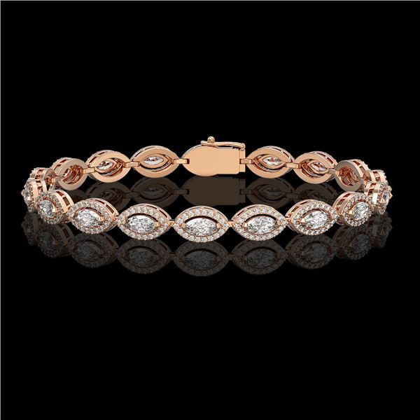 6.91 ctw Marquise Cut Diamond Micro Pave Bracelet 18K Rose Gold - REF-599N6F