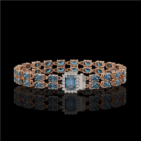 17.34 ctw London Topaz & Diamond Bracelet 14K Rose Gold - REF-236F4M