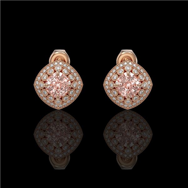 4.19 ctw Morganite & Diamond Victorian Earrings 14K Rose Gold - REF-142R8K