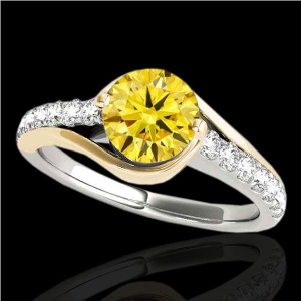 1.25 ctw Certified SI Intense Yellow Diamond Solitaire Ring 10k 2Tone Gold - REF-197N8F