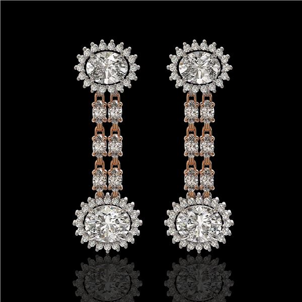 7.47 ctw Rare Oval Diamond Earrings 18K Rose Gold - REF-1286H8R