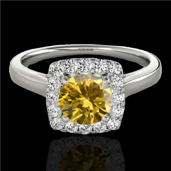1.37 ctw Certified SI/I Fancy Intense Yellow Diamond Ring 10k White Gold - REF-197W8H