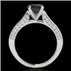 Image 2 : 1.6 ctw Certified VS Black Diamond Solitaire Ring 10k White Gold - REF-66F8M