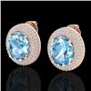 Image 1 : 10 ctw Sky Blue Topaz & Micro Pave Diamond Earrings 14k Rose Gold - REF-143A6N